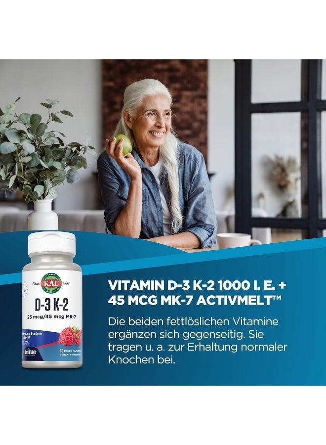 KAL D-3 K-2 Raspberry Tablets for Adults - 60 Count - Image 2