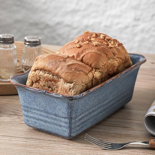 HVH Ceramic Loaf Pan for Baking Bread, Rectangular Baking Bread Loaf Pan, 9 x 5 inch Bread Pan, Bread Baking Pan for Cooking, Wave Series, Farmhouse Style (Wabi sabi) - Image 5