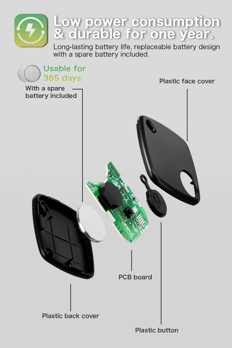 Qylara 2 Pack Bluetooth Tracker Works with Apple Find My, Key Finder Locator with Sound, Anti-Lost Device for Wallet Keys iPhone, GPS Tracking Device for Kids Pets Luggage - Image 3