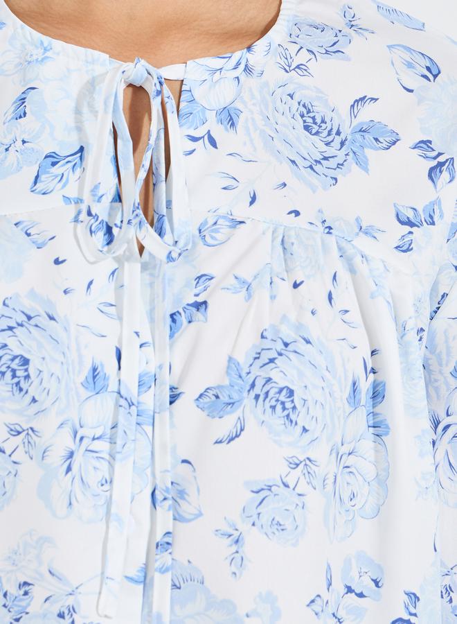 Styli Tie-Up Neck Floral Print Blouse - Image 3
