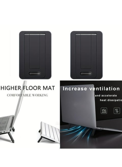 2pcs Mini Universal Laptop, Keyboard And Phone Stand With 2 Adjustable Angle, Portable Invisible Laptop Stand Computer Cooling Pad Laptop Adhesive Feet