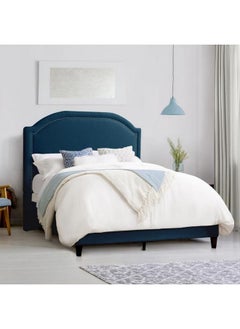 Homzmart MDF, Swedish Wood and Velvet Single Bed 100x200x140 cm - Blue  - Image 1