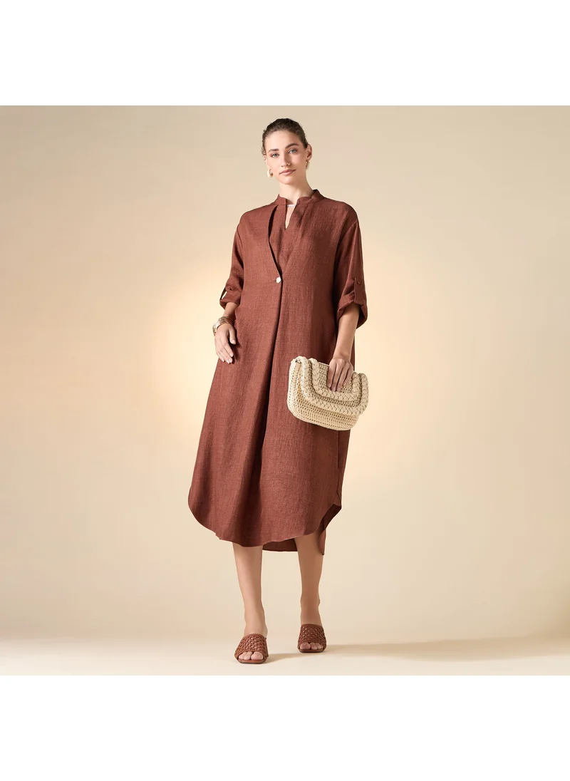 ايكونيك Iconic V-neck Midi Kaftan Dress