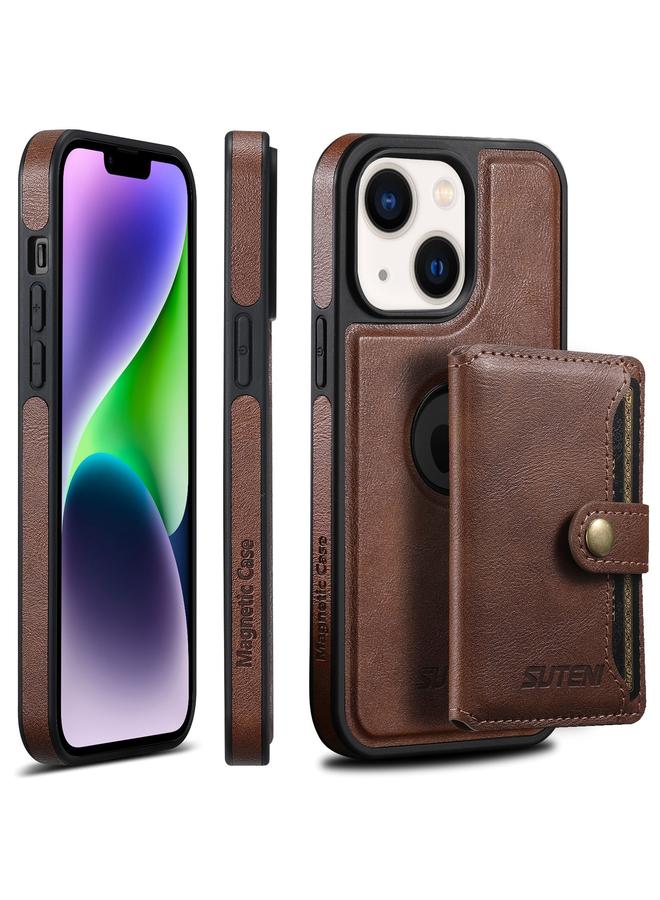 Suteni Case For iPhone 14 M1 Oil Wax MagSafe Detachable Horizontal Card Bag Phone Case - Image 1