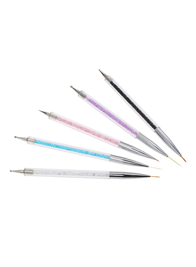 إسكدنيا مجموعة فرش فنية لتزيين الأظافر من 5 قطع فضي/ شفاف/ أرجواني - Image 2