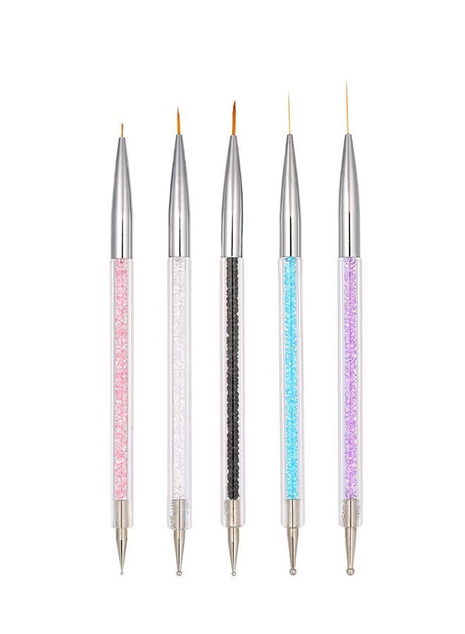 إسكدنيا مجموعة فرش فنية لتزيين الأظافر من 5 قطع فضي/ شفاف/ أرجواني - Image 1