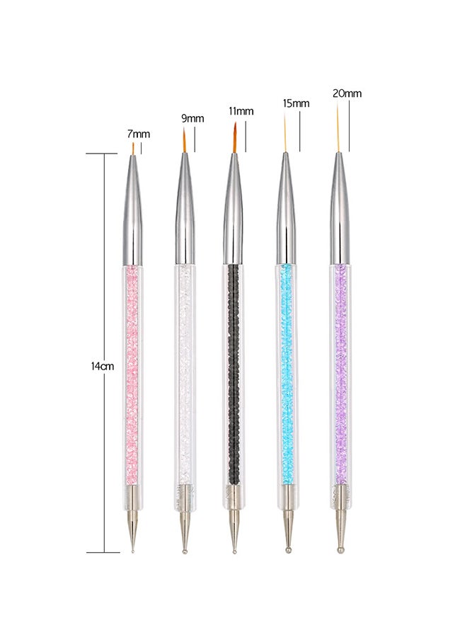 إسكدنيا مجموعة فرش فنية لتزيين الأظافر من 5 قطع فضي/ شفاف/ أرجواني - Image 4