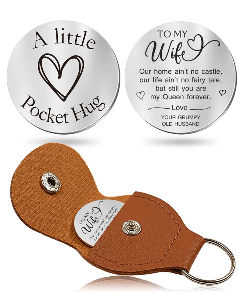 OUMILAN Pocket Hug Token Gifts for Men Boyfriend Girlfriend Inspirational Gift for Son Daughter Brother with Leather Keychain - Image 1