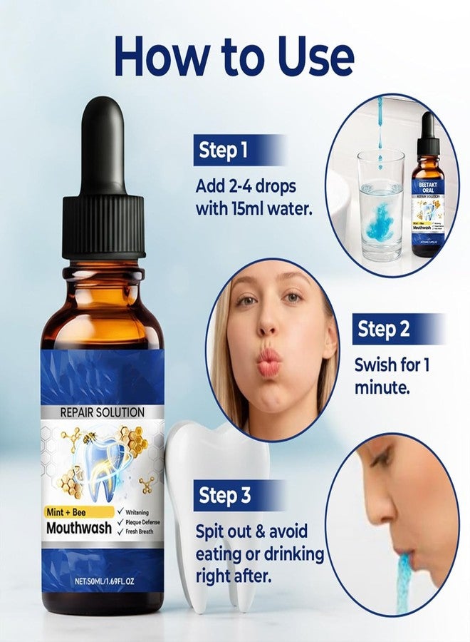 WUIAOCIT 2PCS Beerakt Oral Repair Solution, Mint Flavored Oral Mouthwash，Effectively Improves Oral Hygiene & Long-Lasting Fresh Breath，Daily Oral Care Solution - Image 5