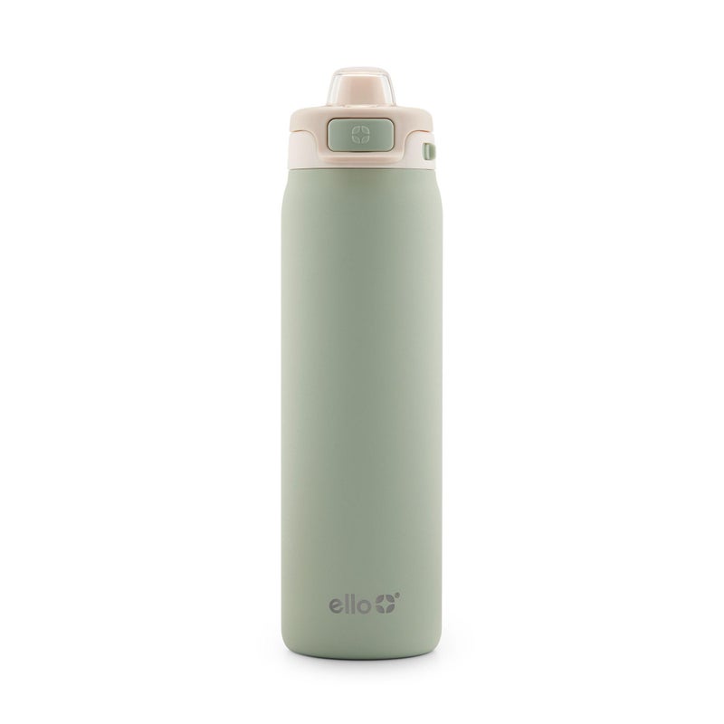 Ello Pop & Fill 22oz Stainless Steel Water Bottle with Quick Fill Technology, Double Walled and Vacuum Insulated Metal, Leak Proof Locking Lid, Sip and Chug, Reusable, BPA Free, Pistachio - Image 1