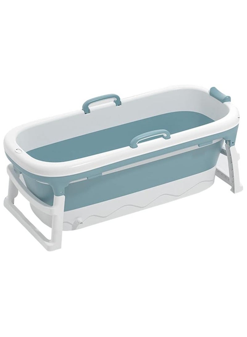 DubaiGallery Portable Bathtub For Adults, Foldable Children Tub Household Bath Basin, Constant Temperature with Cover Blue - Image 3