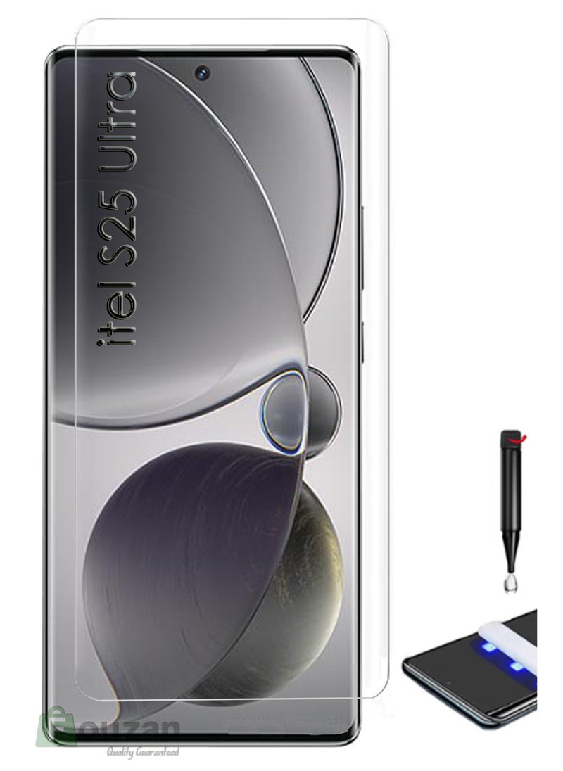 UV Liquid Glue Full Coverage Tempered Glass Screen Protector For itel S25 Ultra - Clear - Image 1