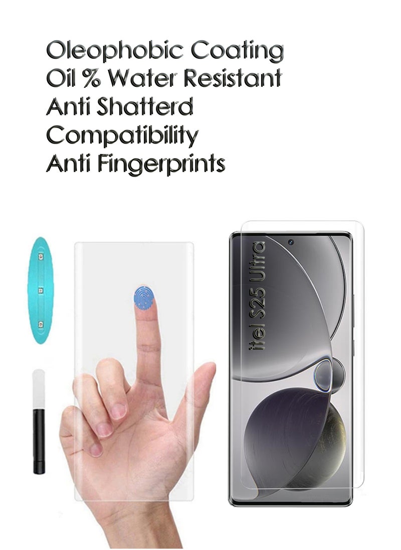 UV Liquid Glue Full Coverage Tempered Glass Screen Protector For itel S25 Ultra - Clear - Image 4