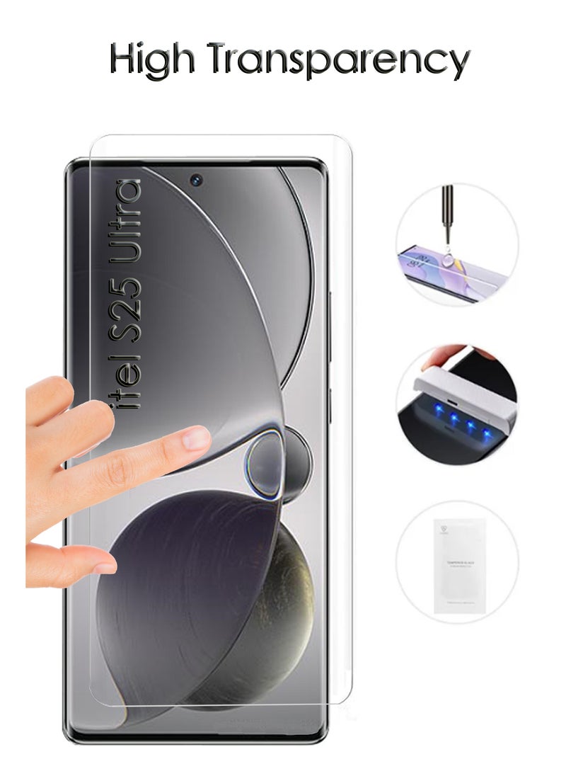 UV Liquid Glue Full Coverage Tempered Glass Screen Protector For itel S25 Ultra - Clear - Image 2