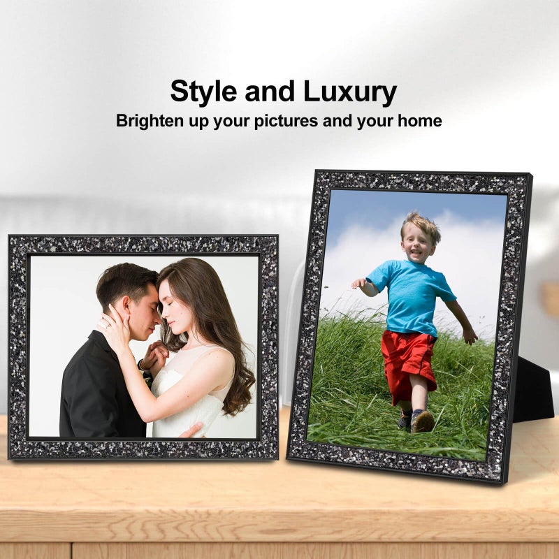HIKWADERY 8x10 Picture Frame Glitter  Black Bling 8 by 10 Photo Frames with HD Real Glass  for Wall or Tabletop Display (8 x 10  Black) - Image 4