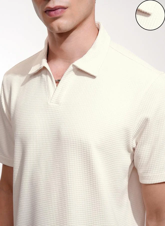 HIGHLANDER HIGHLANDER Textured Relaxed Fit Polo Neck T-Shirt