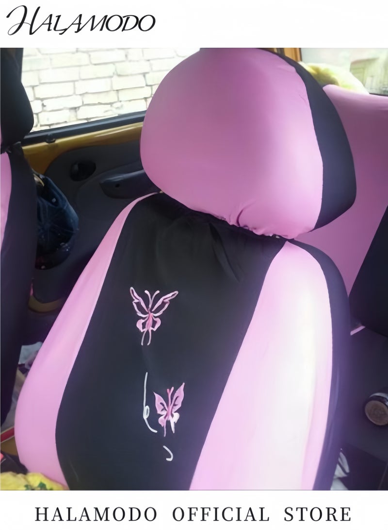 Halamodo 9PCS Car Seat Covers Universal Breathable Butterfly Embroidery Car Seat Cover Full Seat Protector Automotive Front & Rear Seat Covers Set Anti Dirty Seat Cover Car Interior Accessory for Cars & Trucks & SUVs - Image 4