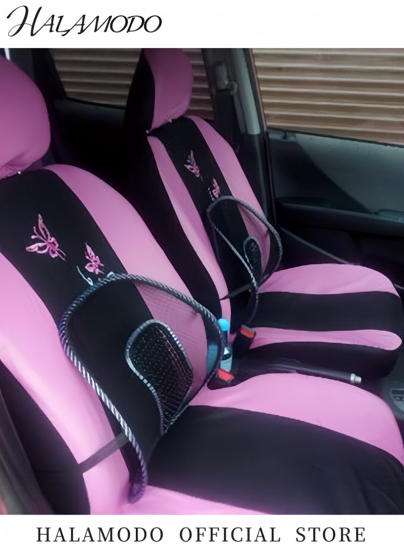 Halamodo 9PCS Car Seat Covers Universal Breathable Butterfly Embroidery Car Seat Cover Full Seat Protector Automotive Front & Rear Seat Covers Set Anti Dirty Seat Cover Car Interior Accessory for Cars & Trucks & SUVs - Image 5