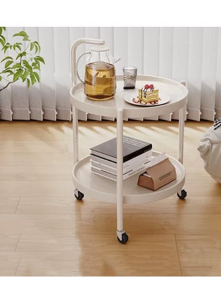 2-Tier Small Round Side Table, Mid Century Modern Walnut Finish Movable Round Coffee Table with MDF Top - Small Rolling Cart for Living Room, Bedside or Sofa Side Table - pzsku/Z054D8D428CEEEC64A98AZ/45/_/1735402258/c21338b2-e6f0-4cb5-8cce-18aa2b75a1a3