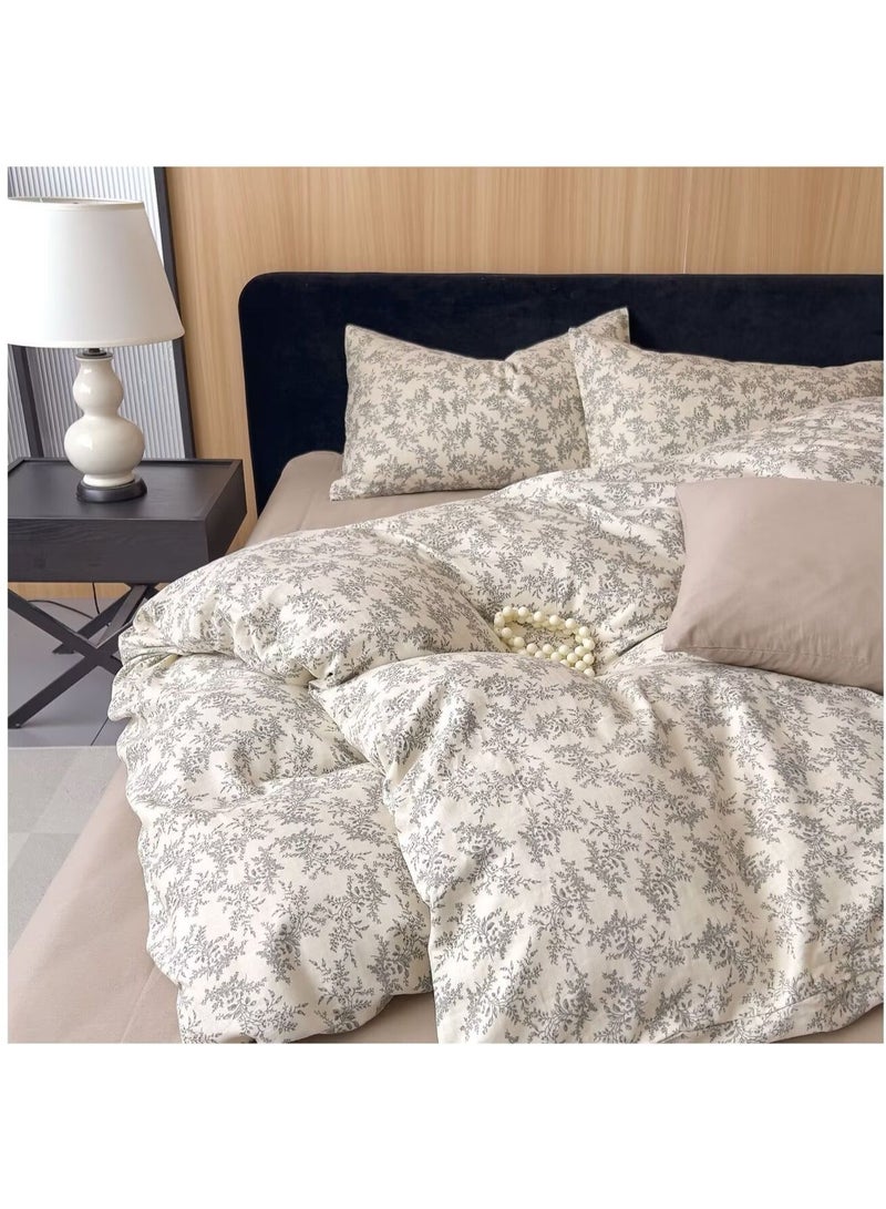 Duoduo home غطاء لحاف عالي الجودة 100% قطن، حجم ملكي، مجموعة 6 قطع مع غطاء لحاف 220*240 سم + ملاءة مناسبة + 4 أغطية وسائد