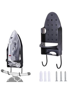 Arabest Ironing Board Hanger Ironing Board Wall Mount, Ironing Board Hanger Wall Mounted with Heat Resistant Iron Stand and Hooks, Home Bathroom Ironing Board Rack  - Image 1
