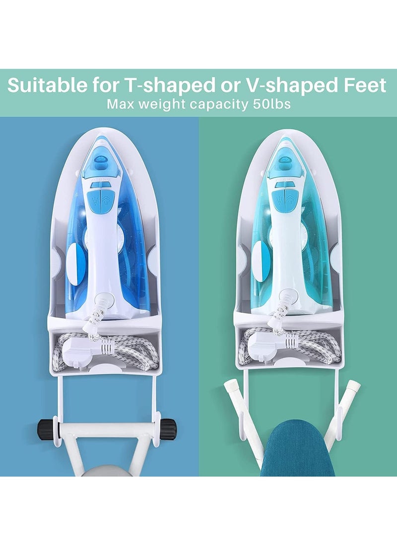 Arabest Ironing Board Hanger Ironing Board Wall Mount, Ironing Board Hanger Wall Mounted with Heat Resistant Iron Stand and Hooks, Home Bathroom Ironing Board Rack  - Image 5
