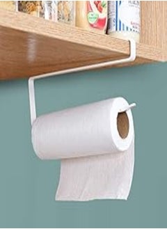 Generic Cabinet Paper Towel Holder, Under Cabinet Paper Roll Rack, No Drilling Metal Paper Roll Dispenser, Anti-rust, Over The Door for Kitchen Bathroom, Under-shelf, Toilet, Napkins Organizer, White, 1Pc 