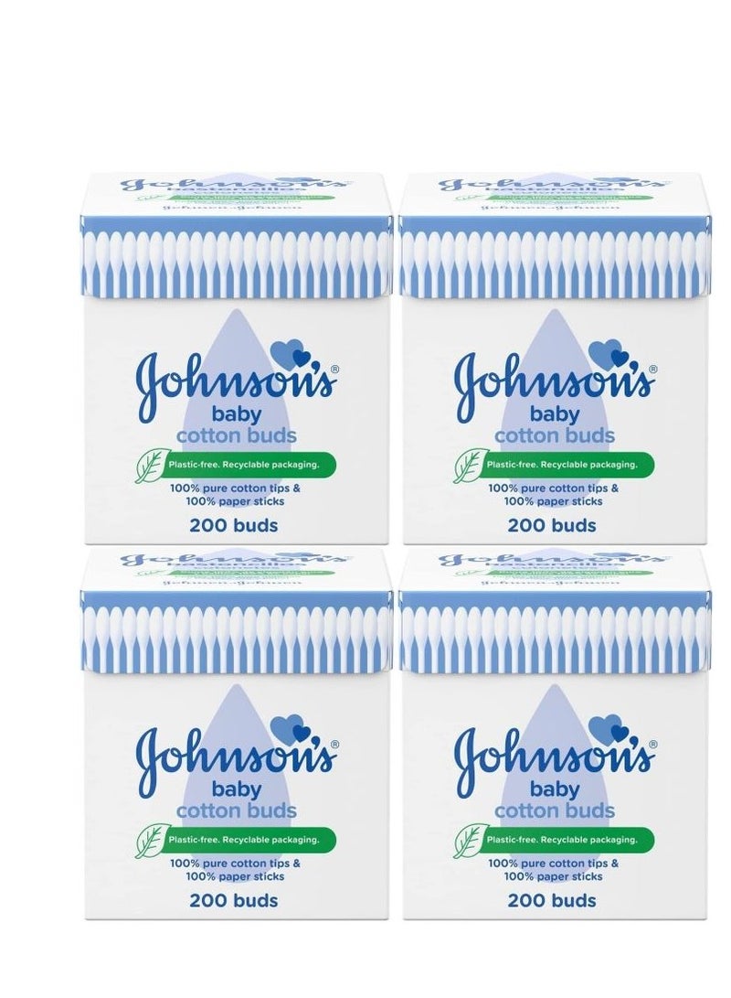 Johnson's 800-Piece Baby Cotton Buds (4 Packs Of 200) - Image 1