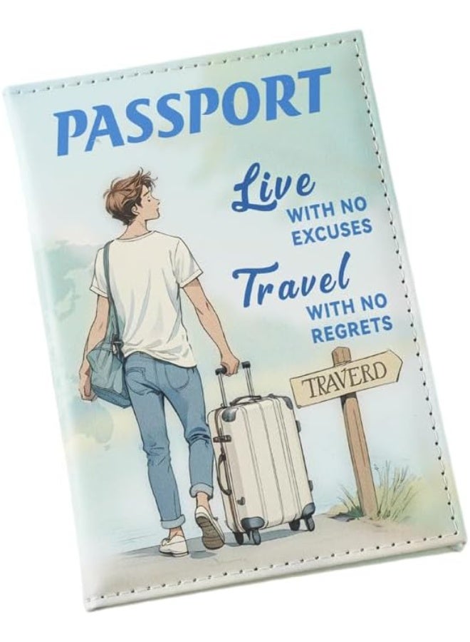 SHOWDAY Passport Holder Cover for Men & Women, PU Leather Travel Passport Case with Card Slots, Lightweight Protective Passport Wallet, Cute Travel Design - Image 1