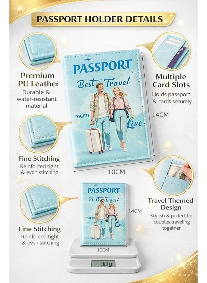SHOWDAY Passport Holder Cover for Men & Women, PU Leather Travel Passport Case with Card Slots, Lightweight Protective Passport Wallet, Cute Travel Design - Image 3