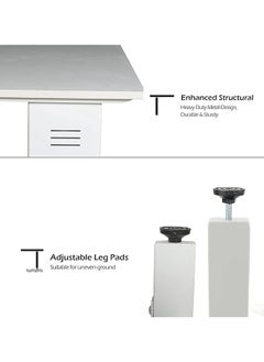 RIGID Steel Workstation Desk with Adjustable Height and Wooden Top White 75x120x60cm  - Image 4