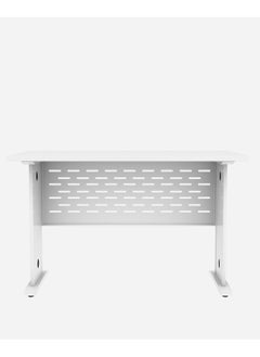 RIGID Steel Workstation Desk with Adjustable Height and Wooden Top White 75x120x60cm  - Image 5