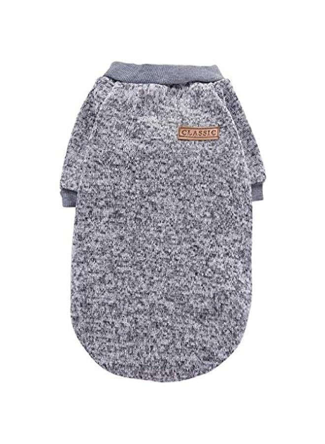 سويتر كلاسيكي للكلاب الصغيرة لفصل الشتاء الدافئ، مصنوع من صوف ناعم.مناسب للكلاب الصغيرة.حجم وسط.لون رمادي. - Image 3