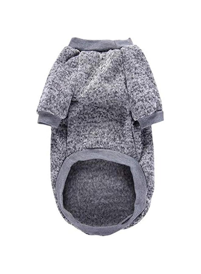 سويتر كلاسيكي للكلاب الصغيرة لفصل الشتاء الدافئ، مصنوع من صوف ناعم.مناسب للكلاب الصغيرة.حجم وسط.لون رمادي. - Image 4