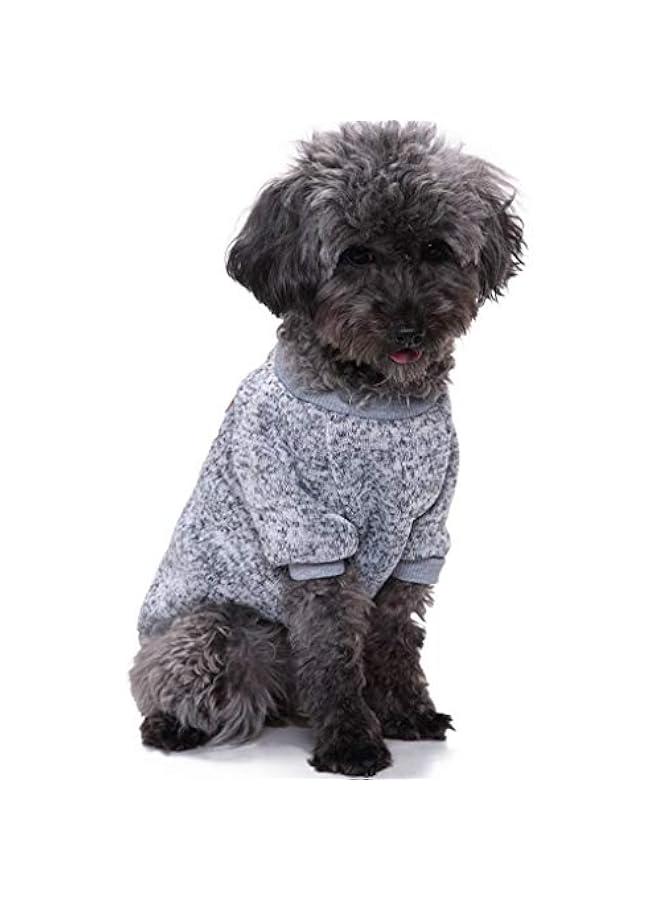 سويتر كلاسيكي للكلاب الصغيرة لفصل الشتاء الدافئ، مصنوع من صوف ناعم.مناسب للكلاب الصغيرة.حجم وسط.لون رمادي. - Image 1
