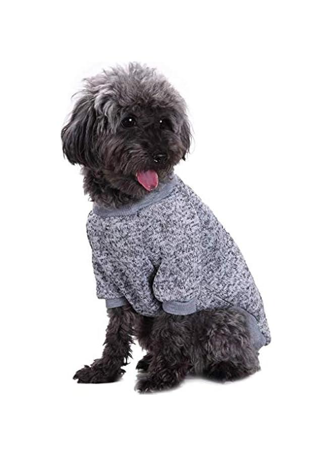 سويتر كلاسيكي للكلاب الصغيرة لفصل الشتاء الدافئ، مصنوع من صوف ناعم.مناسب للكلاب الصغيرة.حجم وسط.لون رمادي. - Image 5