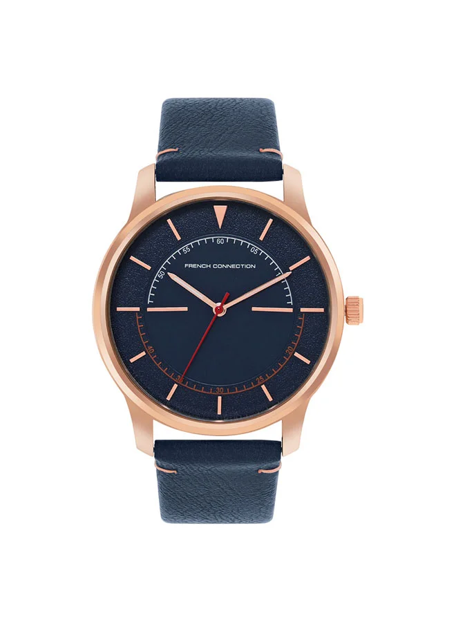 French Connection 43mm Men's Quartz Watch with Blue Dial