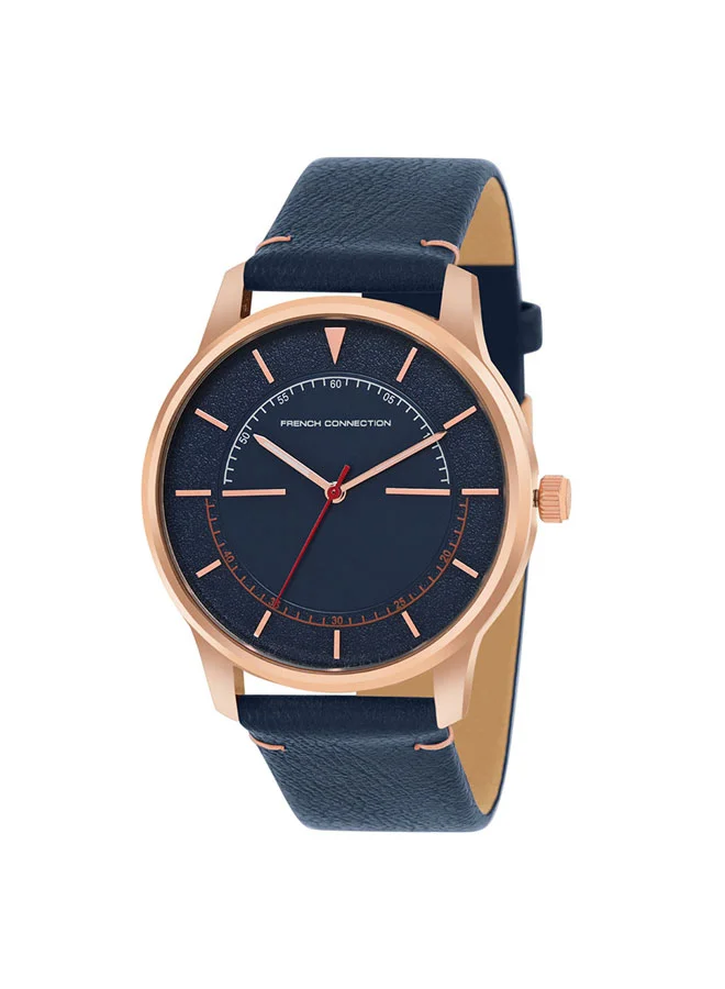 French Connection 43mm Men's Quartz Watch with Blue Dial