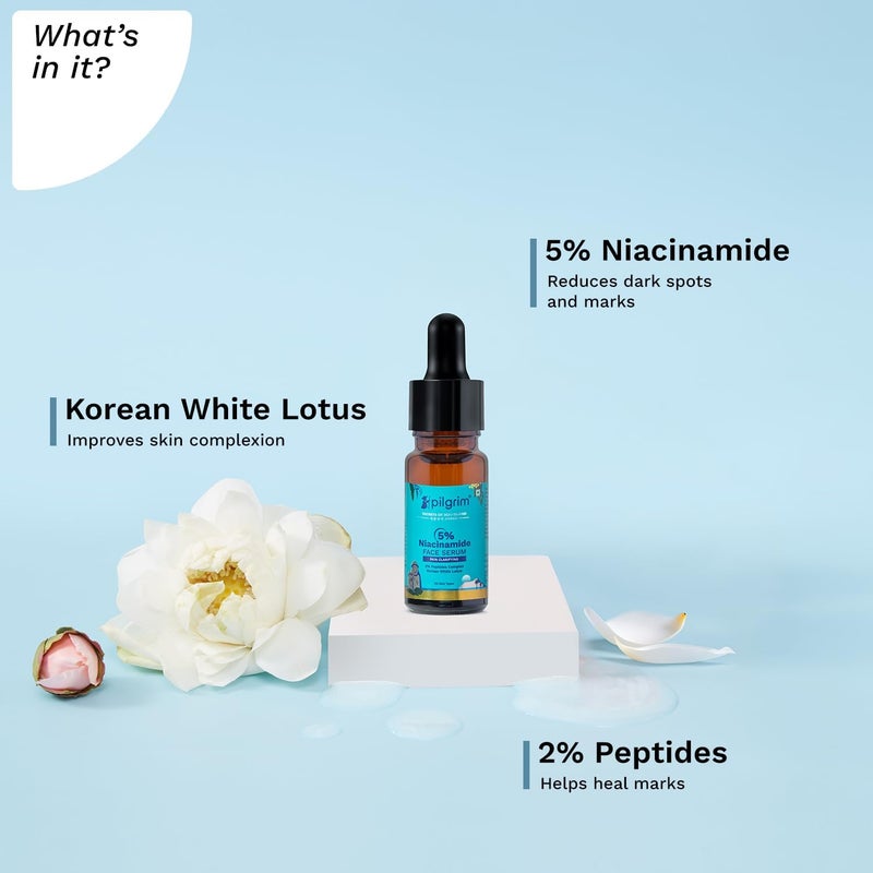 PILGRIM Pilgrim 5 Niacinamide Serum For Skin Clarifying Niacinamide Serum For Oily Skin Brightens Skin Reduces Acne Spots Korean Skincare All Skin Types For Men Women Vegan Crueltyfree 10ML - Image 3