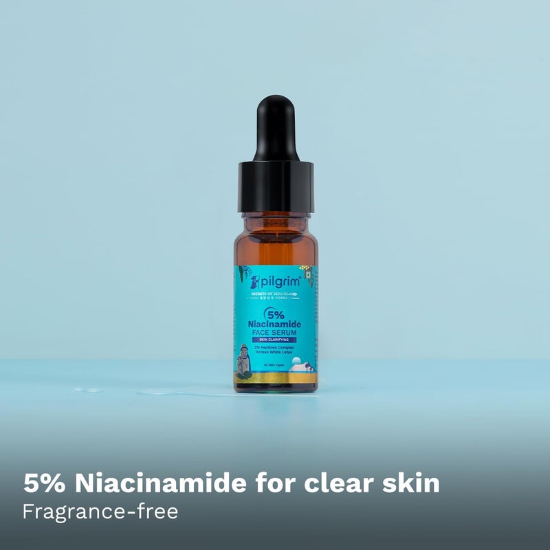 PILGRIM Pilgrim 5 Niacinamide Serum For Skin Clarifying Niacinamide Serum For Oily Skin Brightens Skin Reduces Acne Spots Korean Skincare All Skin Types For Men Women Vegan Crueltyfree 10ML - Image 2