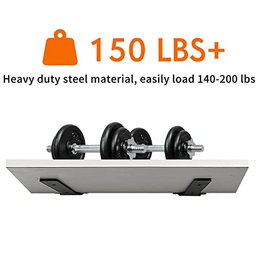 Foozet Floating Shelf Brackets, 8 inch Heavy Duty Industrial Shelf Bracket, Black Metal L Brackets for Shelves Support DIY with Hardware(6 Pack) - Image 5