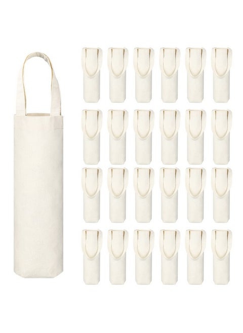 Hoolerry 24 Pcs Canvas Wine Bag with Handle Sublimation Blank Bottle Gift Tote Reusable Washable Wine Carrier Tote