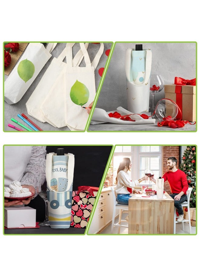 Hoolerry Hoolerry 24 Pcs Canvas Wine Bag with Handle Sublimation Blank Bottle Gift Tote Reusable Washable Wine Carrier Tote  - Image 4