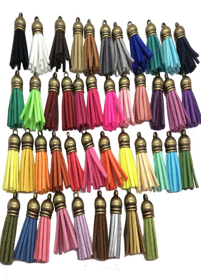 Pamir Tong 100pcs 38mm(1.5'') Multi-Colors Suede Leather Keychain Tassel Jewelry Making Pendants with Plastic Caps for Cell Phone/Earring/Bag/Key Chain Accessory/DIY Charms - Image 1