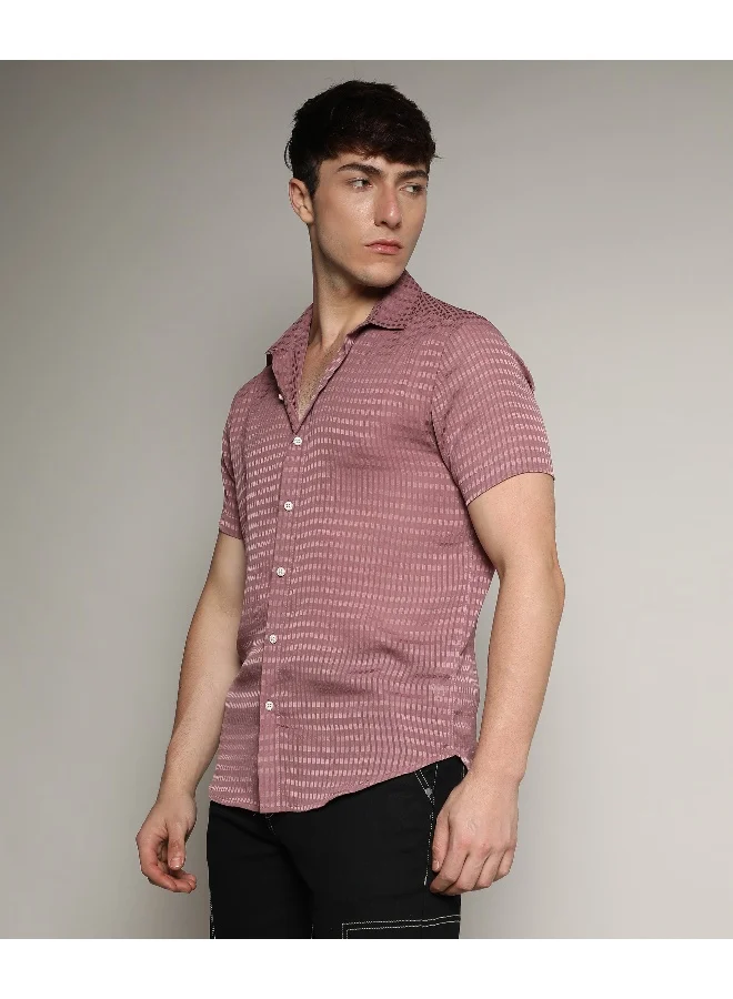 CAHOOT  Men's Olive Green Graph-Textured Polo T-Shirt for Men | Best Price UAE
