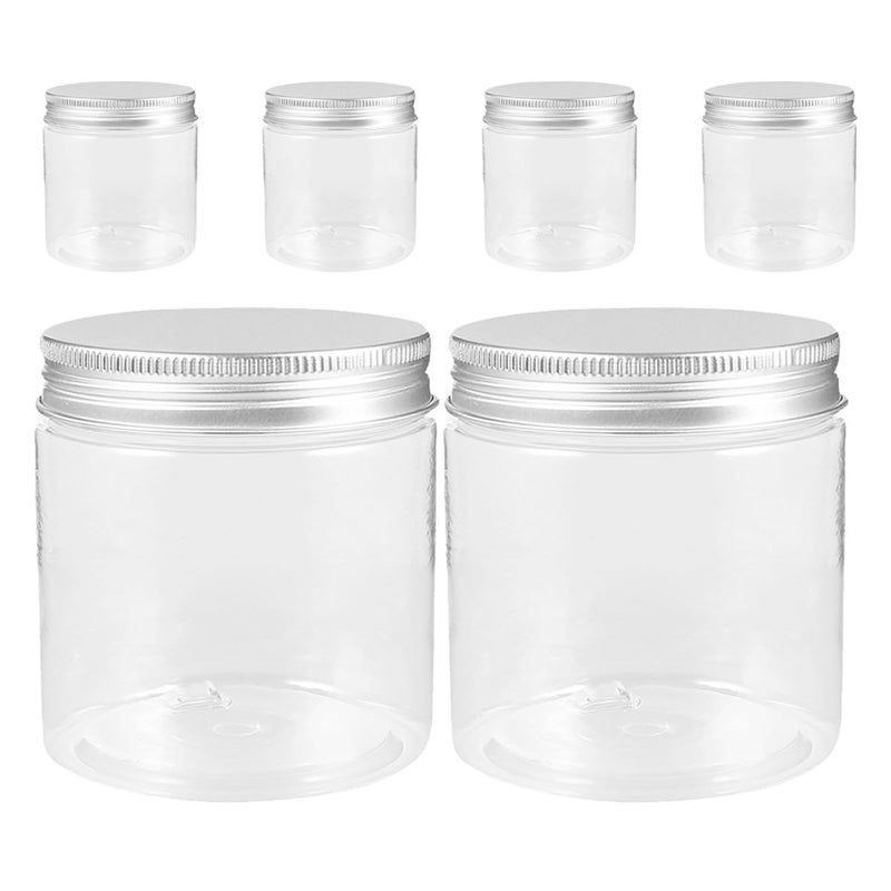 6Pcs 250Ml Plastic Jars with Silver Aluminum Lids Refillable Travel Containers - Image 2