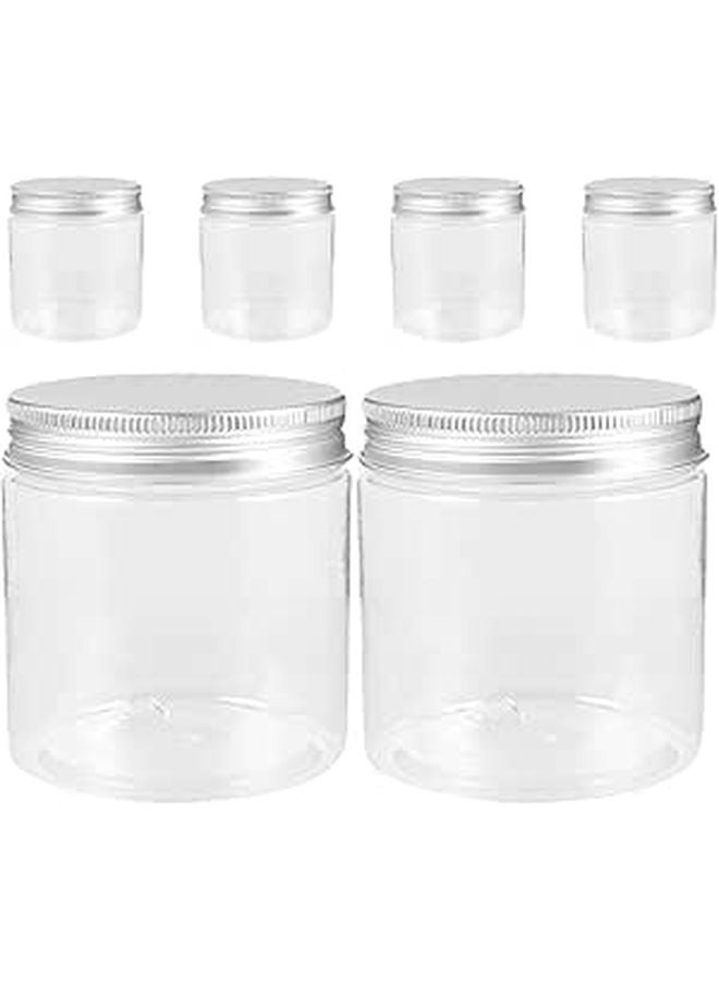 6Pcs 250Ml Plastic Jars with Silver Aluminum Lids Refillable Travel Containers - Image 1