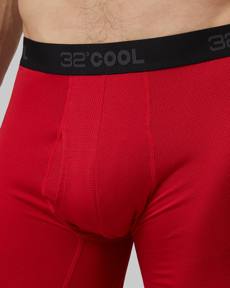 32 Degrees COOL Mens 4-PACK Active Mesh Quick Dry Performance Boxer Brief, Black/Char/Blue/Fire, X-Large - Image 3