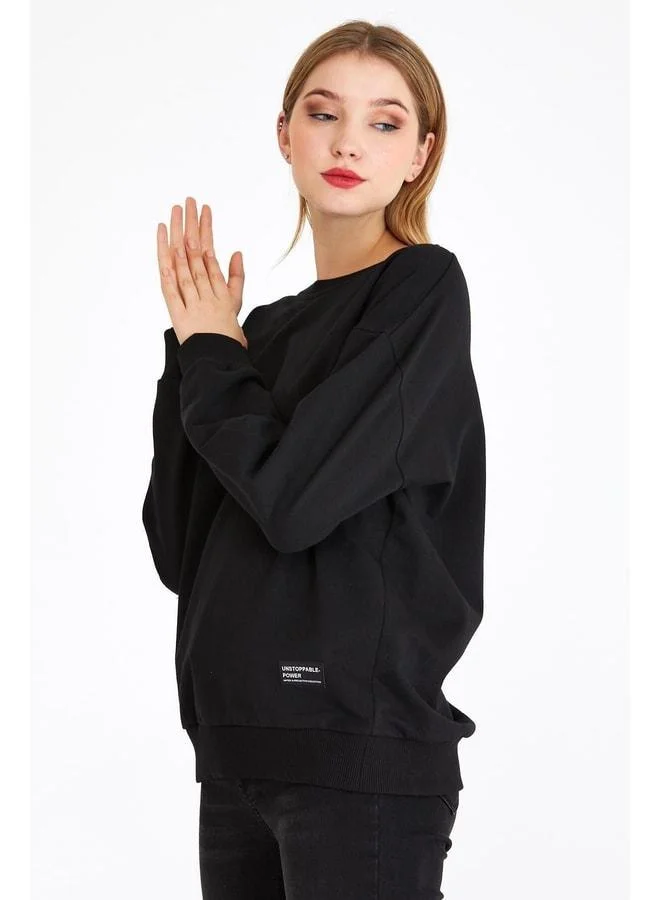 Mmetalic  Women’s Black Basic Crew Neck Sweatshirt for Women | Best Price UAE