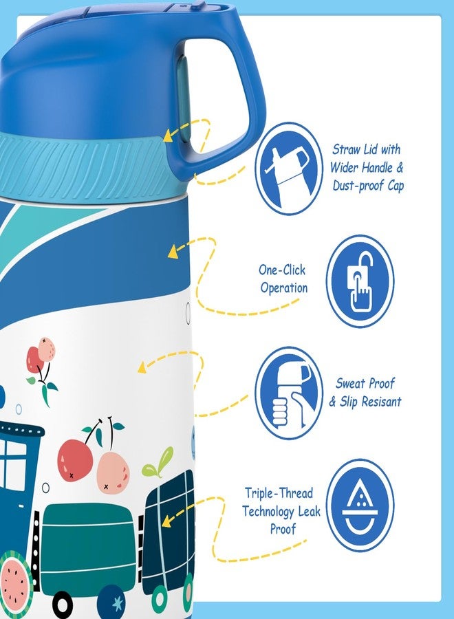 Fjbottle 12OZ Kids Insulated Stainless Steel Water Bottle with Straw, Leakproof Small Lightweight Water Jugs, train - Image 4